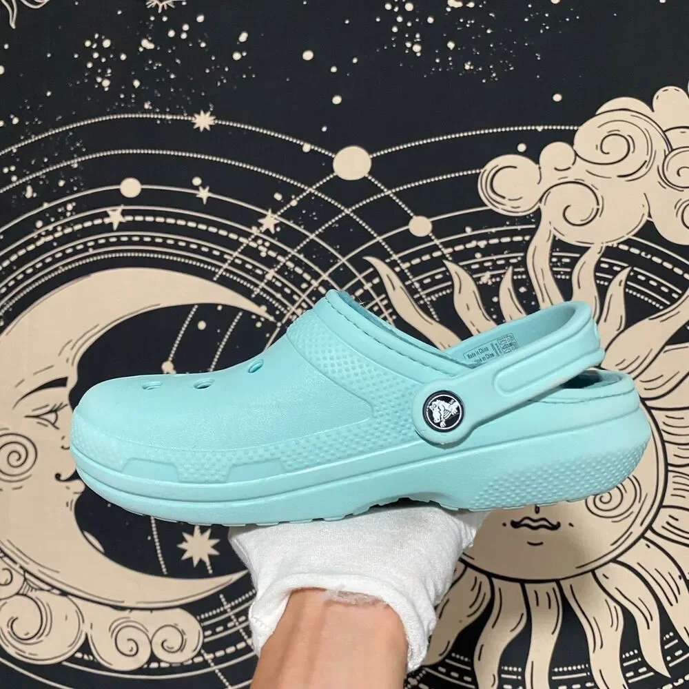 Crocs 203591 Clog Shoe Unisex M4/W6 Blue Slingback Classic Faux Fur Lined Casual